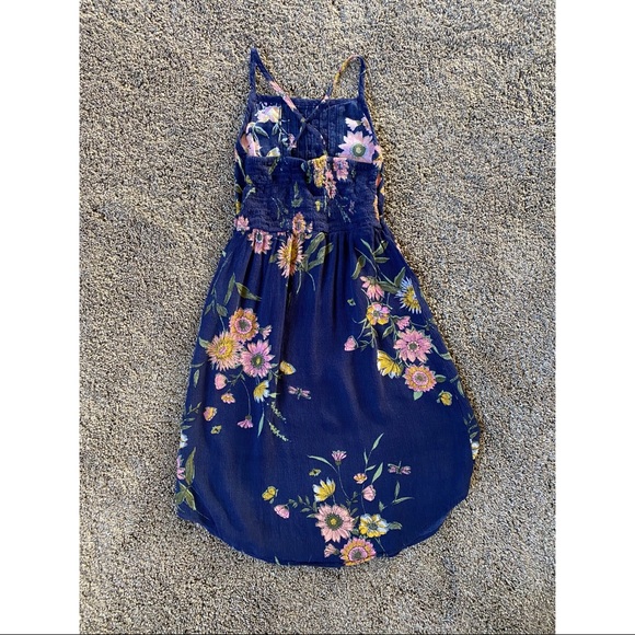 Girls Floral Dress Size XS (5) Navy - Picture 5 of 5